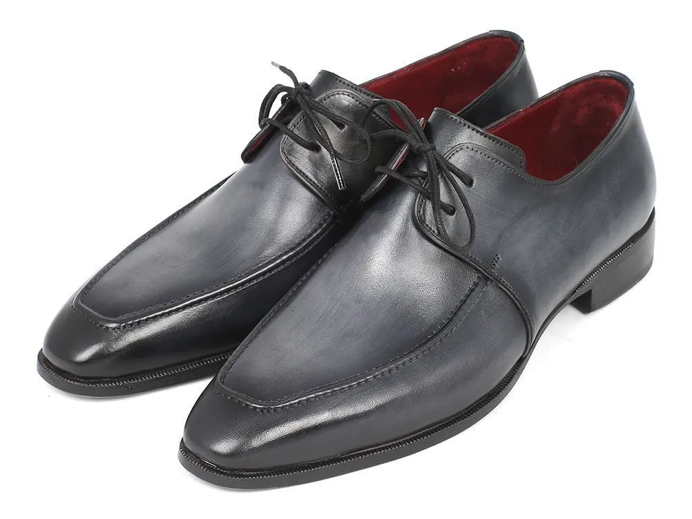 Paul Parkman Chaussures Paul Parkman Derby en Cuir à Tablier Peint à la Main pour Hommes en Gris et Noir