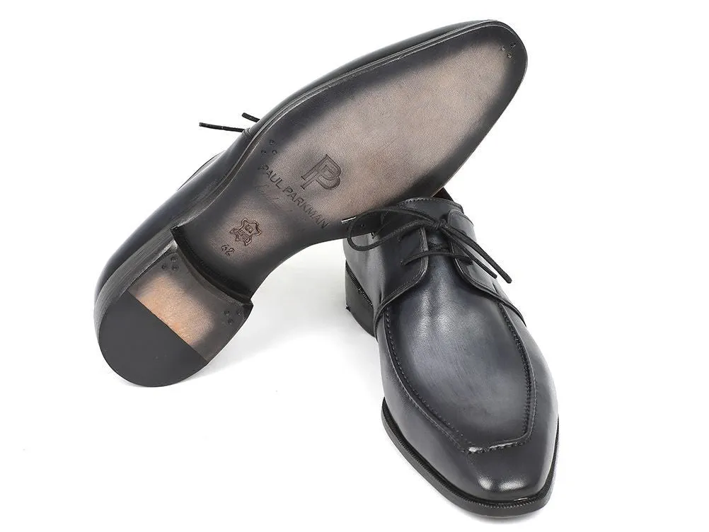 Paul Parkman Chaussures Paul Parkman Derby en Cuir à Tablier Peint à la Main pour Hommes en Gris et Noir