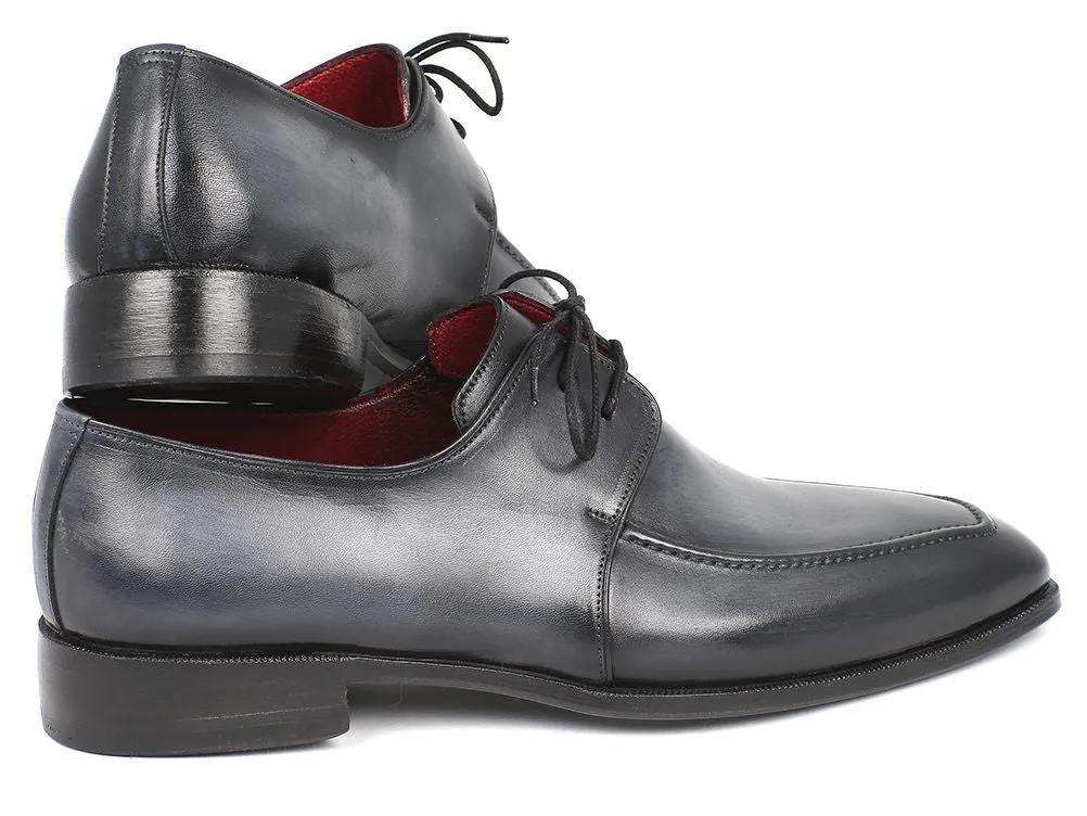 Paul Parkman Chaussures Paul Parkman Derby en Cuir à Tablier Peint à la Main pour Hommes en Gris et Noir