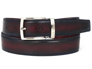 Paul Parkman Shoes Paul Parkman Men's Hand-Painted Leather Belt in Dual Tone Navy & Bordeaux