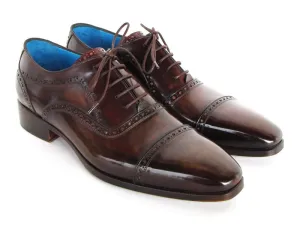 Paul Parkman Shoes Paul Parkman Men's Hand-Painted Leather Captoe Oxfords in Anthracite Brown