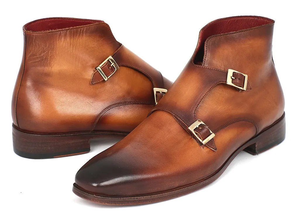 Paul Parkman Chaussures Bottes doubles à boucle Paul Parkman pour homme en cuir peint à la main marron
