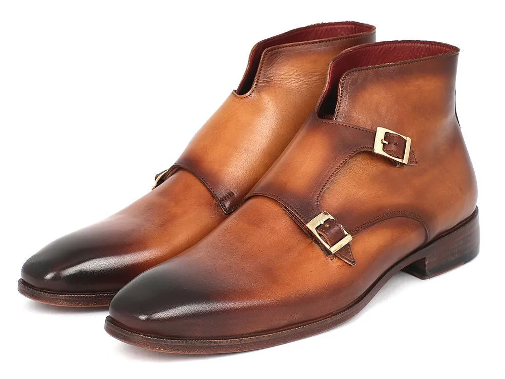 Paul Parkman Chaussures Bottes doubles à boucle Paul Parkman pour homme en cuir peint à la main marron