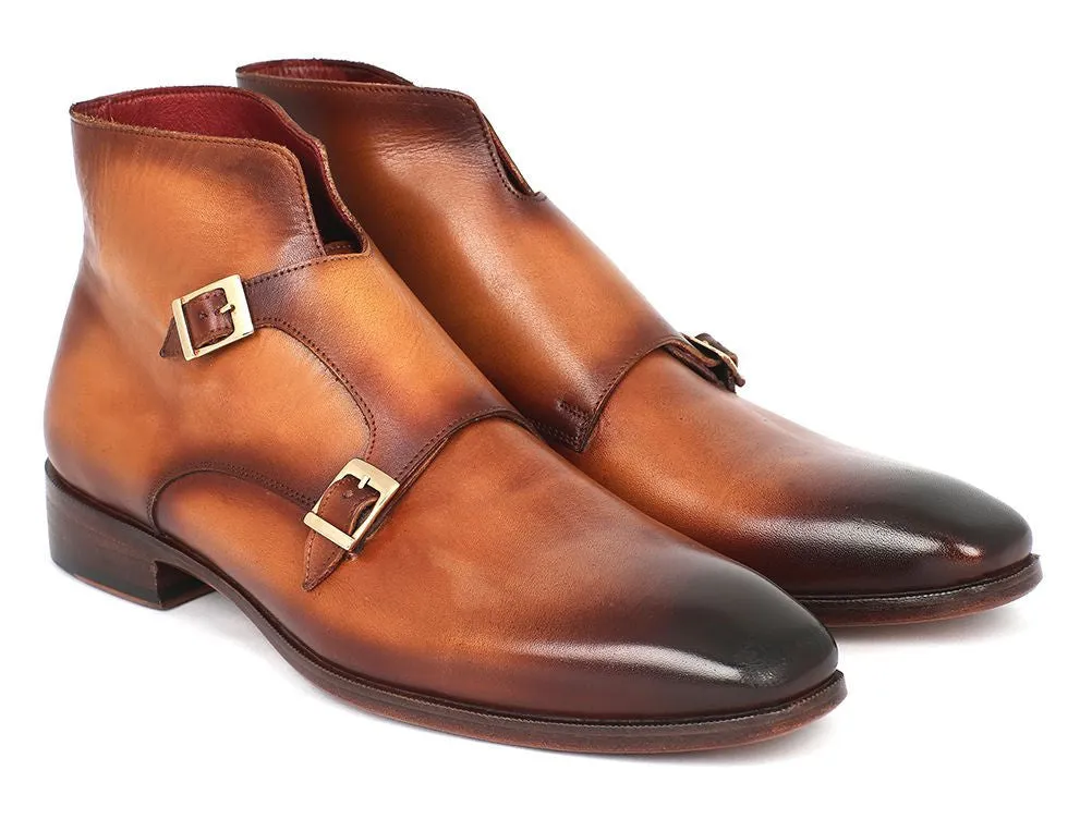 Paul Parkman Chaussures Bottes doubles à boucle Paul Parkman pour homme en cuir peint à la main marron