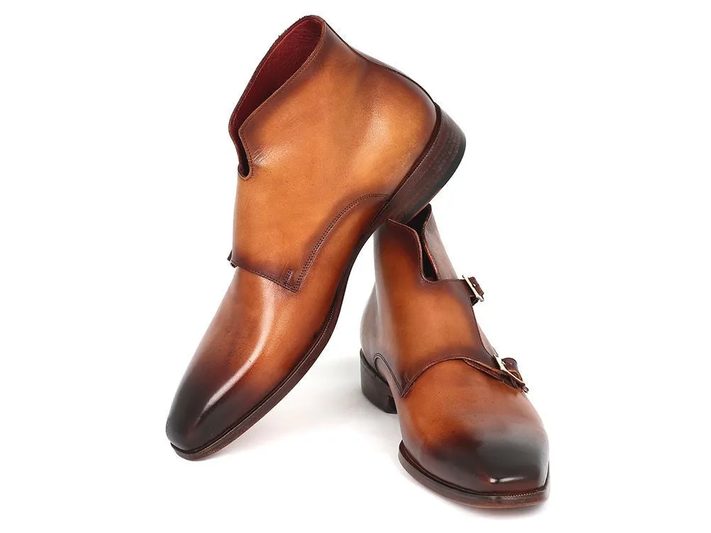 Paul Parkman Chaussures Bottes doubles à boucle Paul Parkman pour homme en cuir peint à la main marron