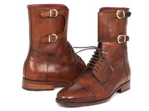 Paul Parkman Shoes Paul Parkman Men's Hand-Painted Leather High Boots in Brown