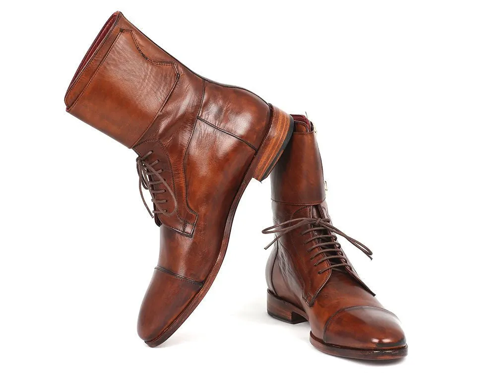 Paul Parkman Chaussures Bottes hautes en cuir peint à la main pour hommes Paul Parkman en marron