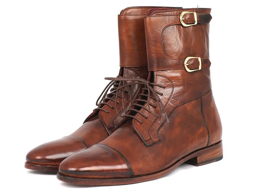 Paul Parkman Chaussures Bottes hautes en cuir peint à la main pour hommes Paul Parkman en marron