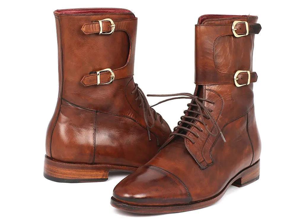 Paul Parkman Chaussures Bottes hautes en cuir peint à la main pour hommes Paul Parkman en marron