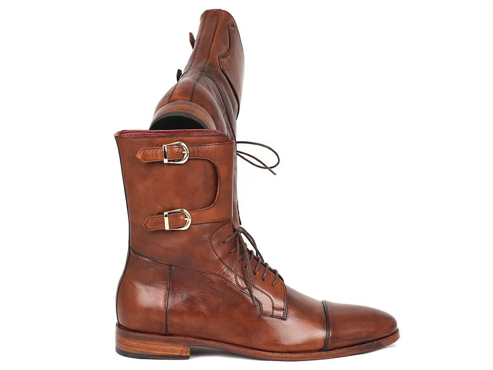 Paul Parkman Chaussures Bottes hautes en cuir peint à la main pour hommes Paul Parkman en marron