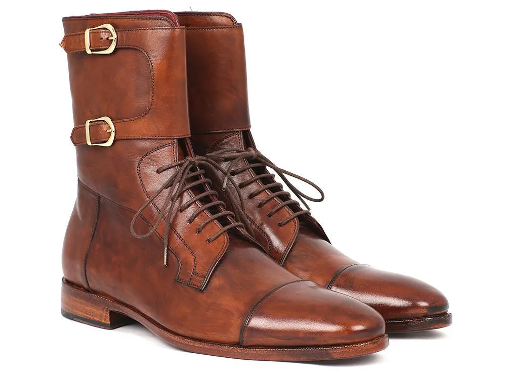 Paul Parkman Chaussures Bottes hautes en cuir peint à la main pour hommes Paul Parkman en marron