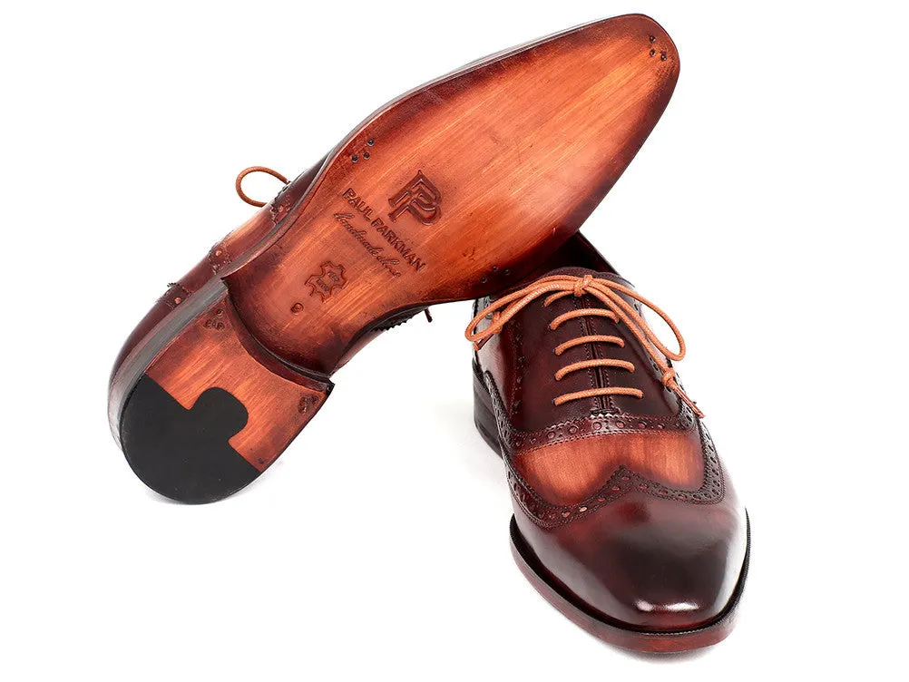 Paul Parkman Chaussures Paul Parkman Richelieu Oxford en Cuir Peint à la Main pour Homme en Camel et Bordeaux