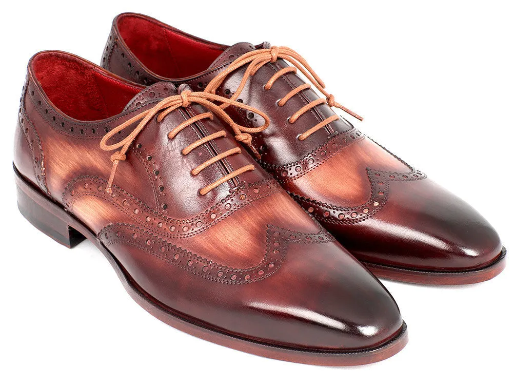 Paul Parkman Chaussures Paul Parkman Richelieu Oxford en Cuir Peint à la Main pour Homme en Camel et Bordeaux