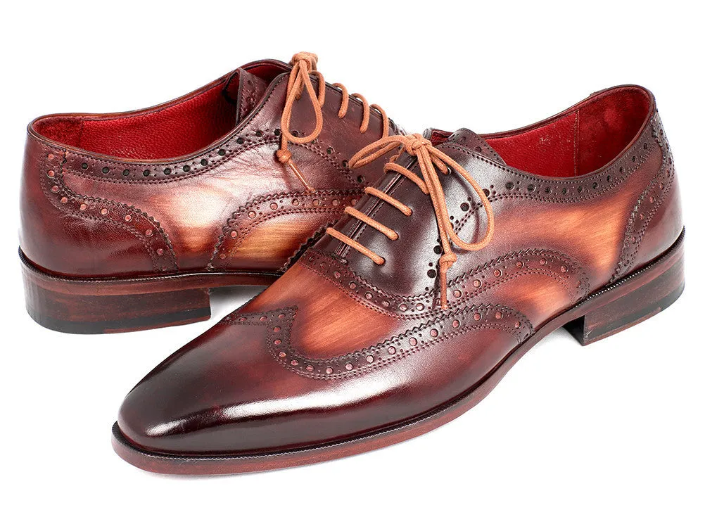 Paul Parkman Chaussures Paul Parkman Richelieu Oxford en Cuir Peint à la Main pour Homme en Camel et Bordeaux