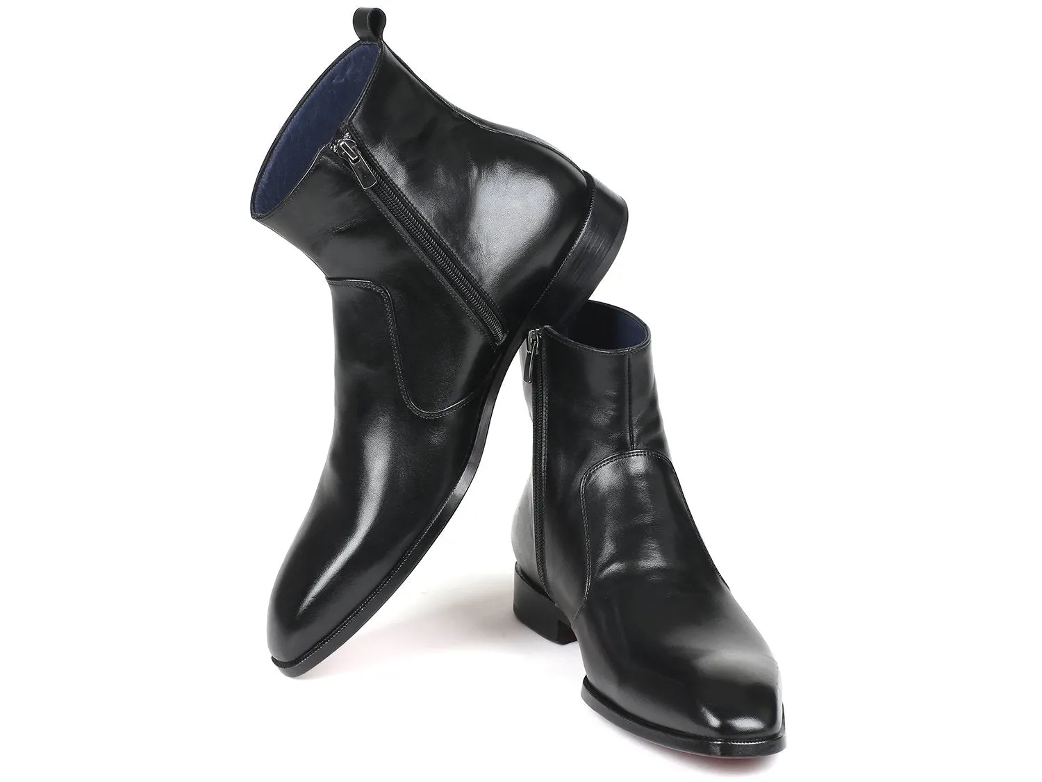 Paul Parkman Chaussures Bottes en cuir pour hommes avec fermeture éclair latérale en noir