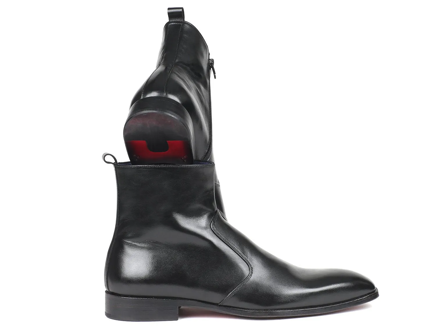 Paul Parkman Chaussures Bottes en cuir pour hommes avec fermeture éclair latérale en noir