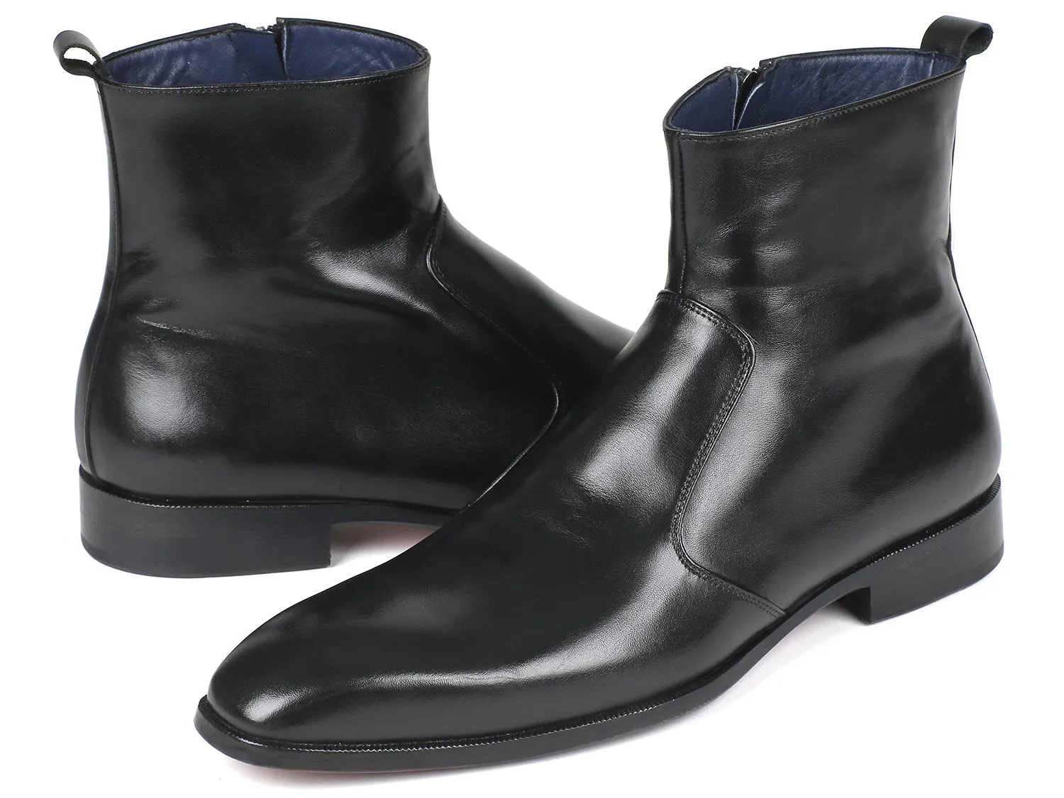 Paul Parkman Chaussures Bottes en cuir pour hommes avec fermeture éclair latérale en noir