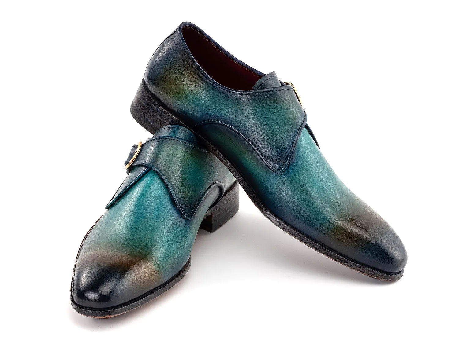 Paul Parkman Chaussures Paul Parkman Chaussures à bride unique pour hommes en turquoise et marron