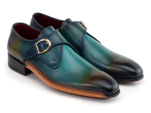 Paul Parkman Shoes Paul Parkman Men's Single Monkstrap Shoes in Turquoise & Brown