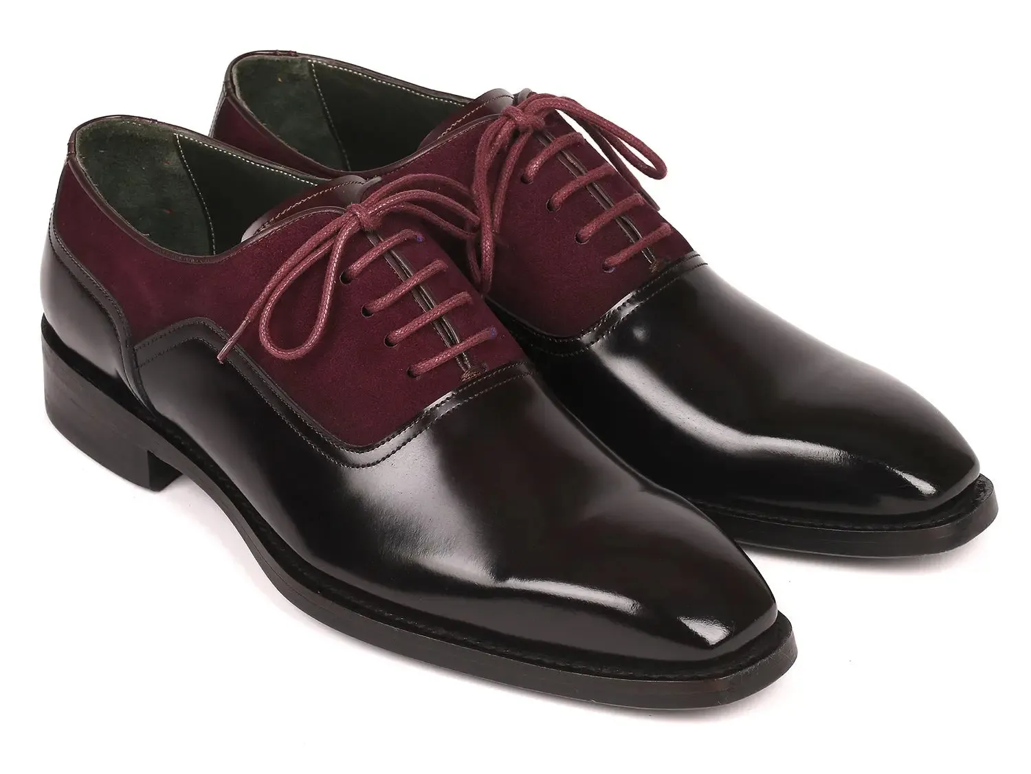 Paul Parkman Chaussures Paul Parkman Oxfords en daim et vernis noir pour homme en bordeaux