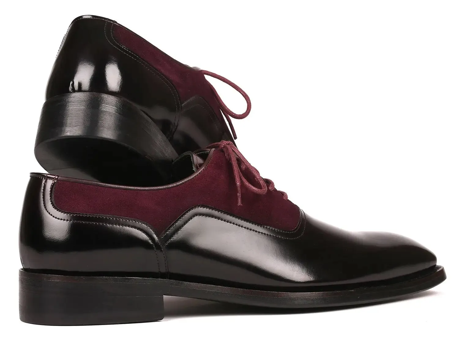 Paul Parkman Chaussures Paul Parkman Oxfords en daim et vernis noir pour homme en bordeaux