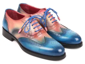 Paul Parkman Shoes Paul Parkman Men's Wingtip Oxfords Goodyear Welted in Blue & Pink