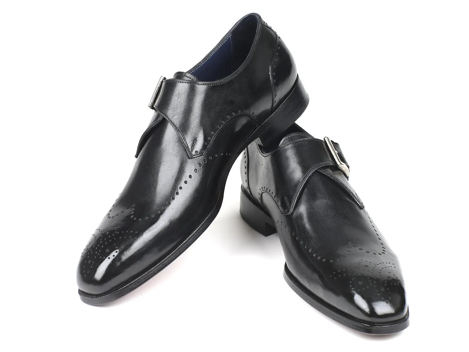Paul Parkman Chaussures Paul Parkman Monkstraps à bout unique pour hommes en noir