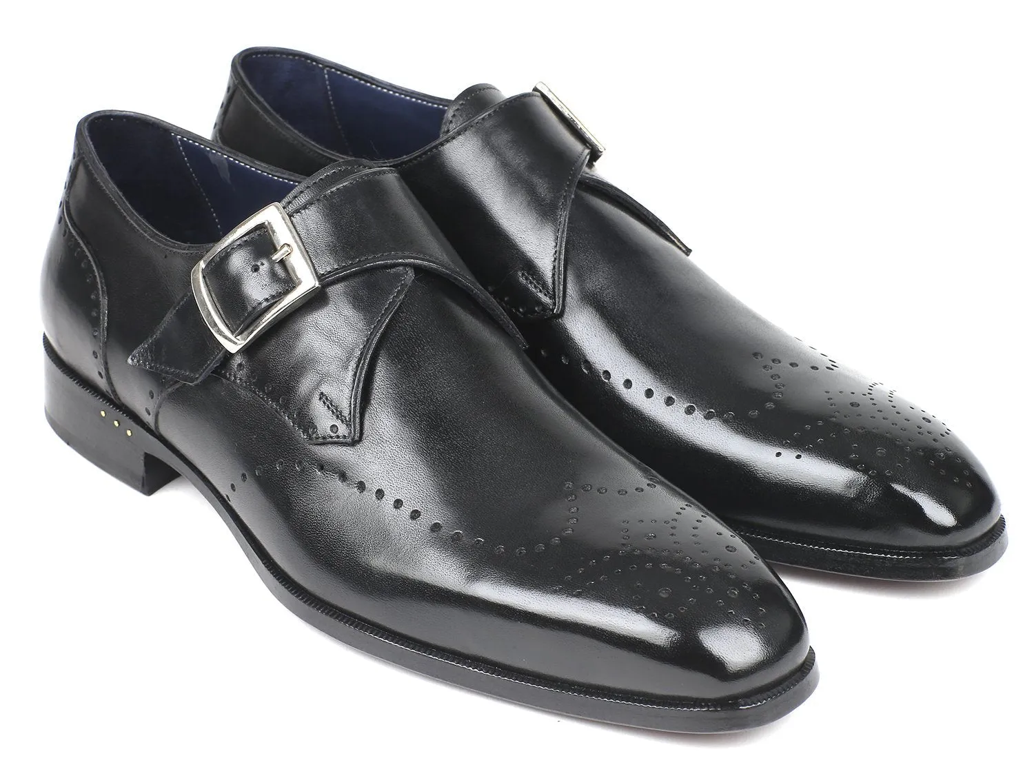Paul Parkman Chaussures Paul Parkman Monkstraps à bout unique pour hommes en noir