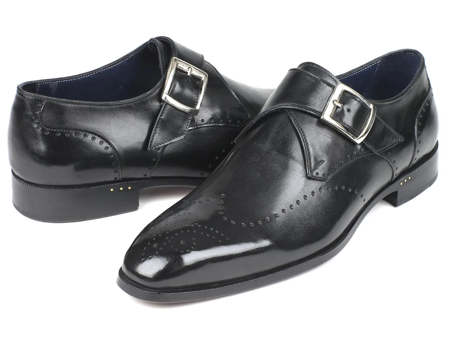 Paul Parkman Chaussures Paul Parkman Monkstraps à bout unique pour hommes en noir