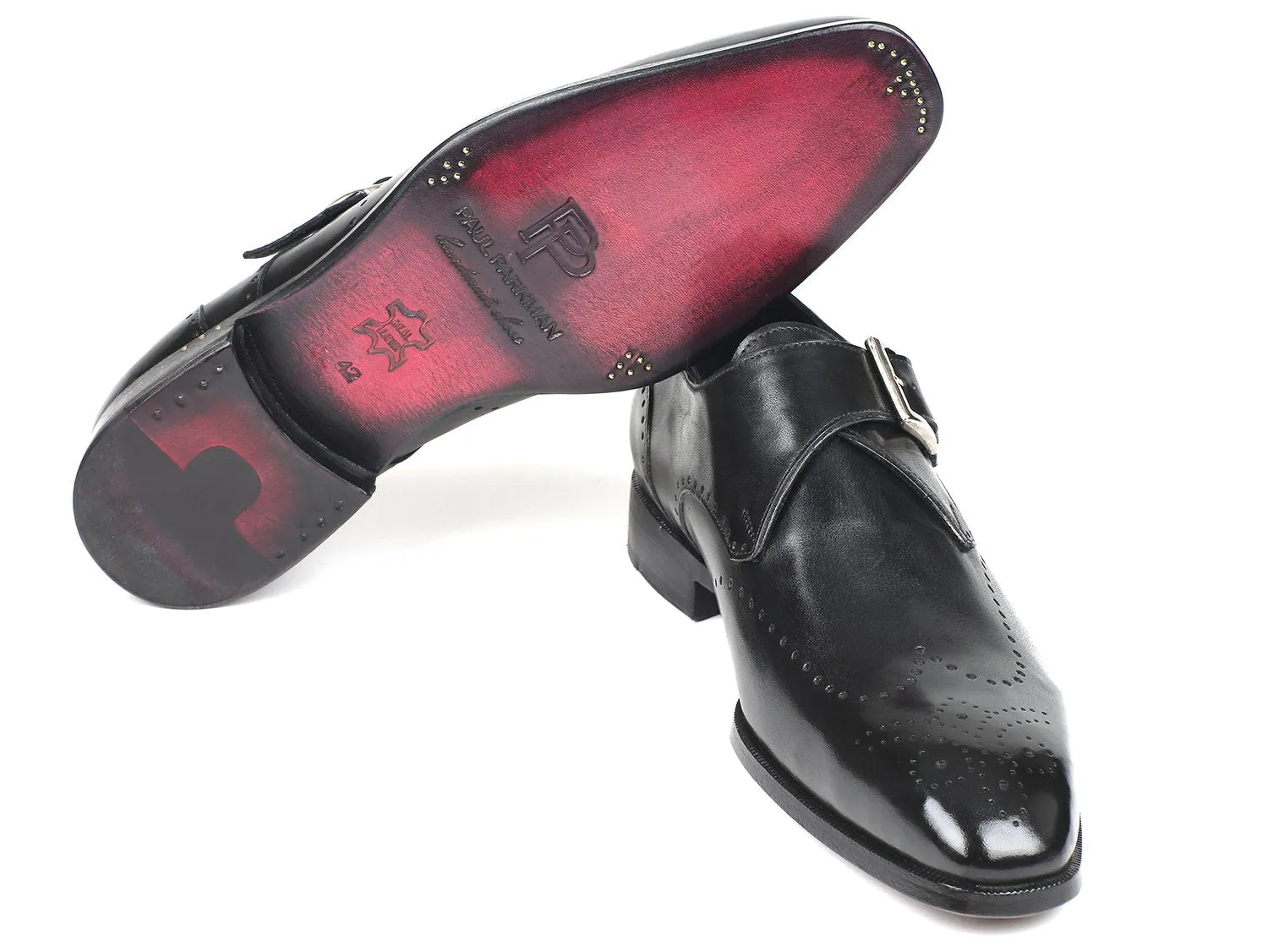 Paul Parkman Chaussures Paul Parkman Monkstraps à bout unique pour hommes en noir
