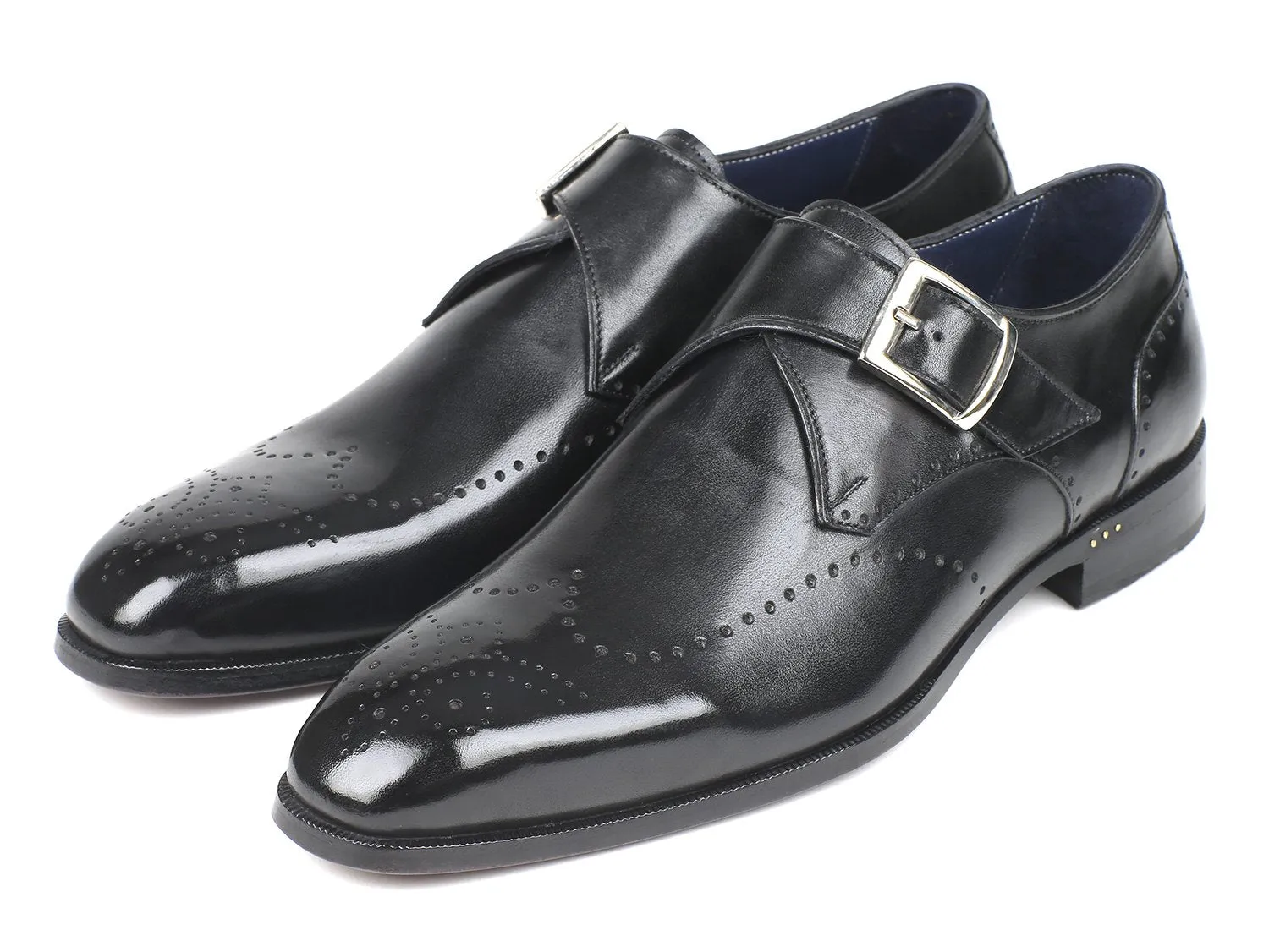 Paul Parkman Chaussures Paul Parkman Monkstraps à bout unique pour hommes en noir