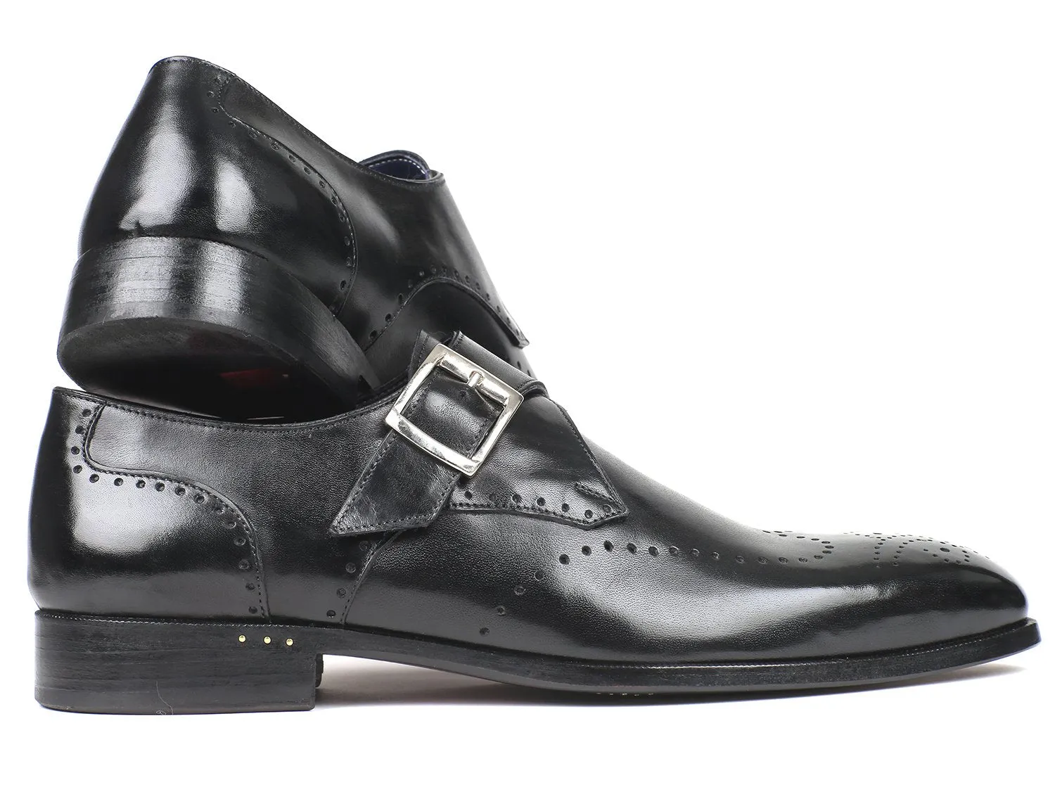 Paul Parkman Chaussures Paul Parkman Monkstraps à bout unique pour hommes en noir