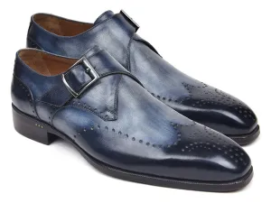 Paul Parkman Shoes Paul Parkman Men's Wingtip Single Monkstraps in Navy