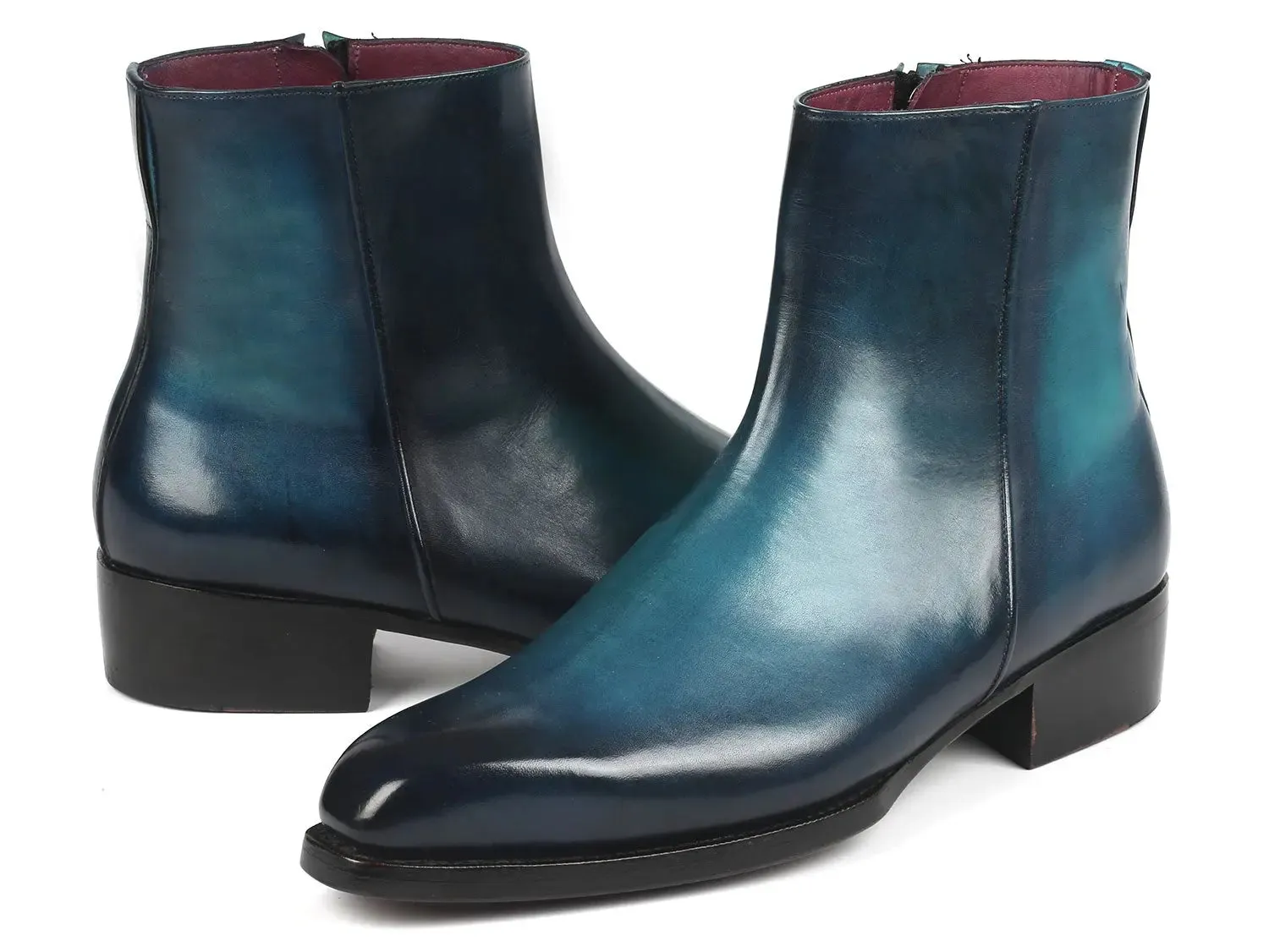 Paul Parkman Chaussures Bottes Paul Parkman à Fermeture Éclair Latérale Goodyear Welted en Bleu Brillant