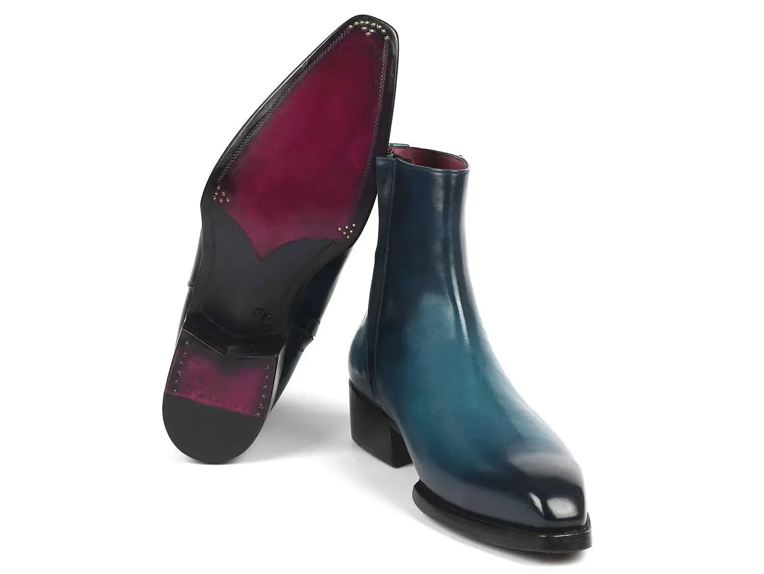 Paul Parkman Chaussures Bottes Paul Parkman à Fermeture Éclair Latérale Goodyear Welted en Bleu Brillant