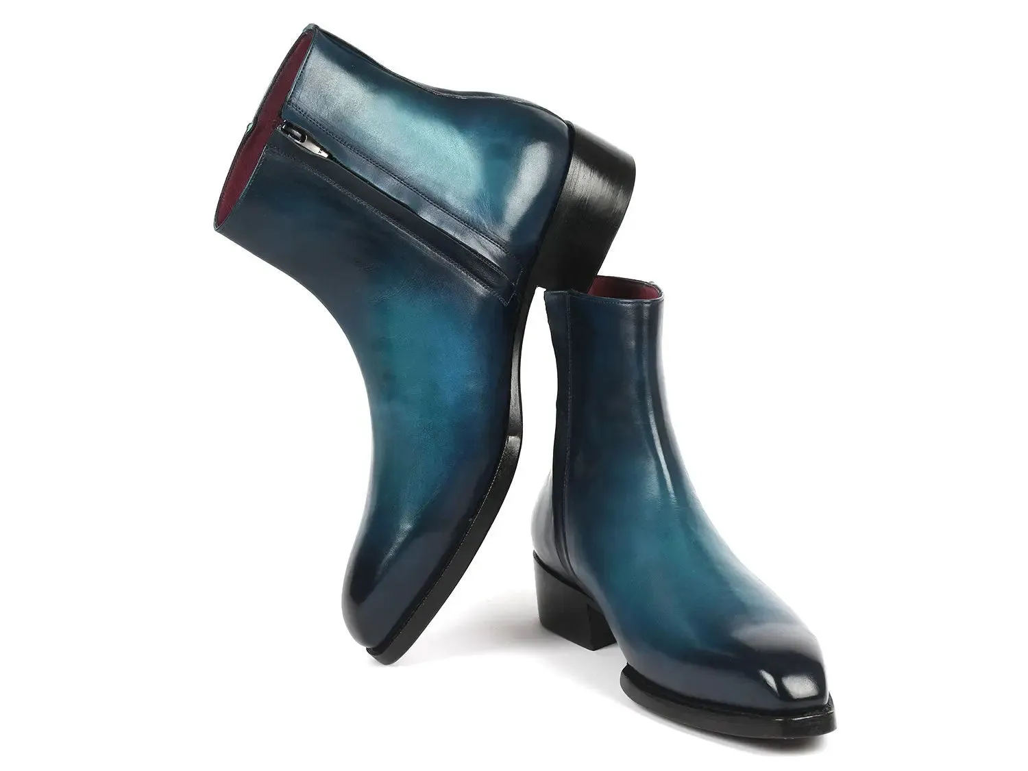 Paul Parkman Chaussures Bottes Paul Parkman à Fermeture Éclair Latérale Goodyear Welted en Bleu Brillant