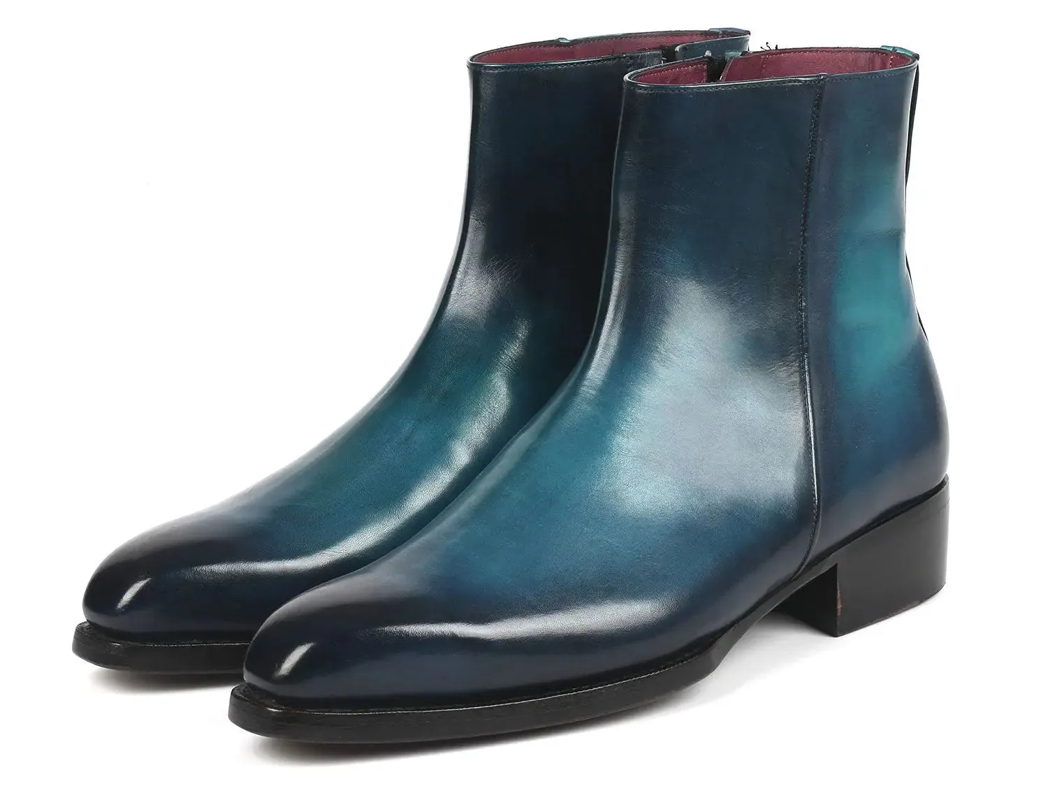 Paul Parkman Chaussures Bottes Paul Parkman à Fermeture Éclair Latérale Goodyear Welted en Bleu Brillant