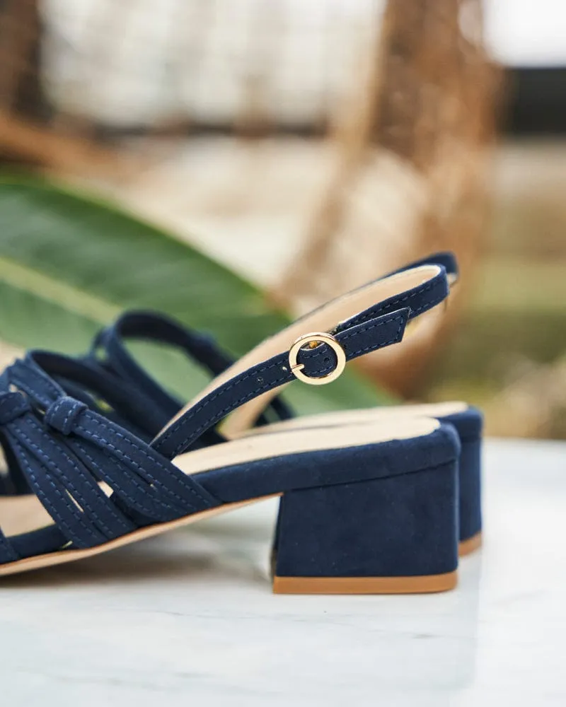 Sandales à talons en simili suédine Peony | Bleu minuit