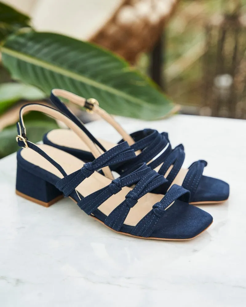 Sandales à talons en simili suédine Peony | Bleu minuit