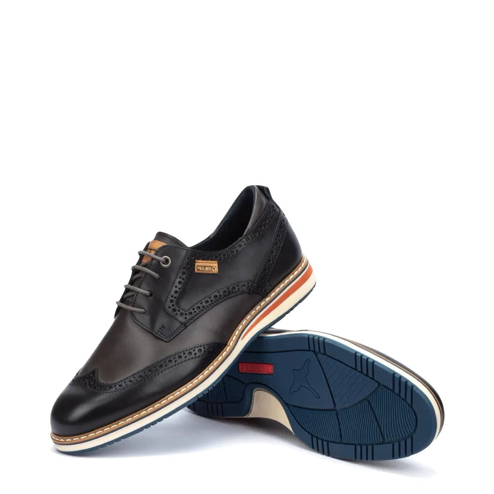 Chaussure à lacets Pikolinos pour homme Avila en cuir avec embout aile en noir