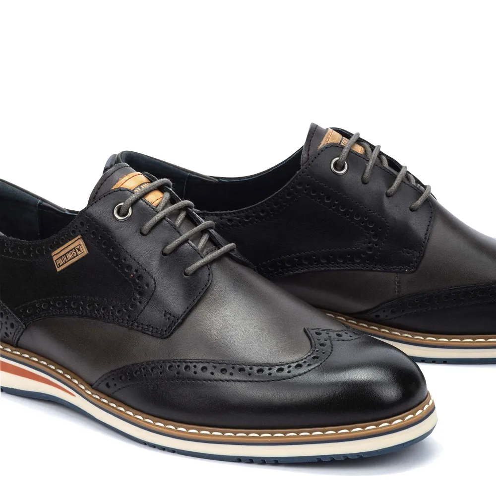 Chaussure à lacets Pikolinos pour homme Avila en cuir avec embout aile en noir