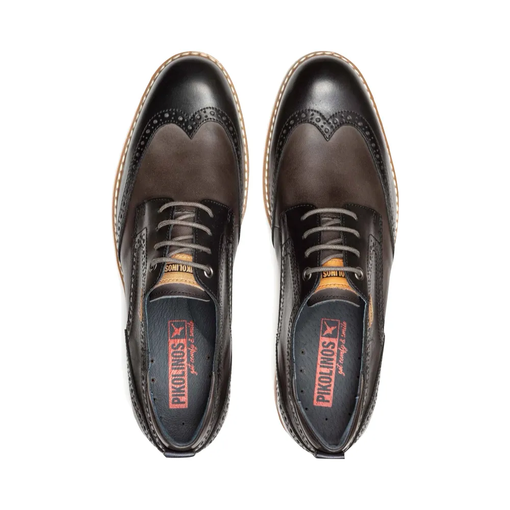 Chaussure à lacets Pikolinos pour homme Avila en cuir avec embout aile en noir