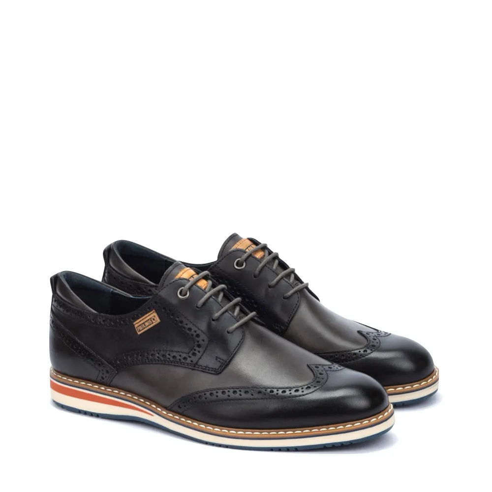 Chaussure à lacets Pikolinos pour homme Avila en cuir avec embout aile en noir