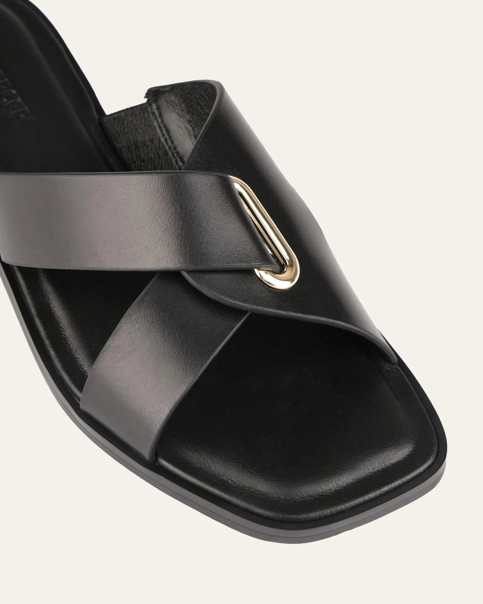 PIPER FLAT SLIDES CUIR NOIR