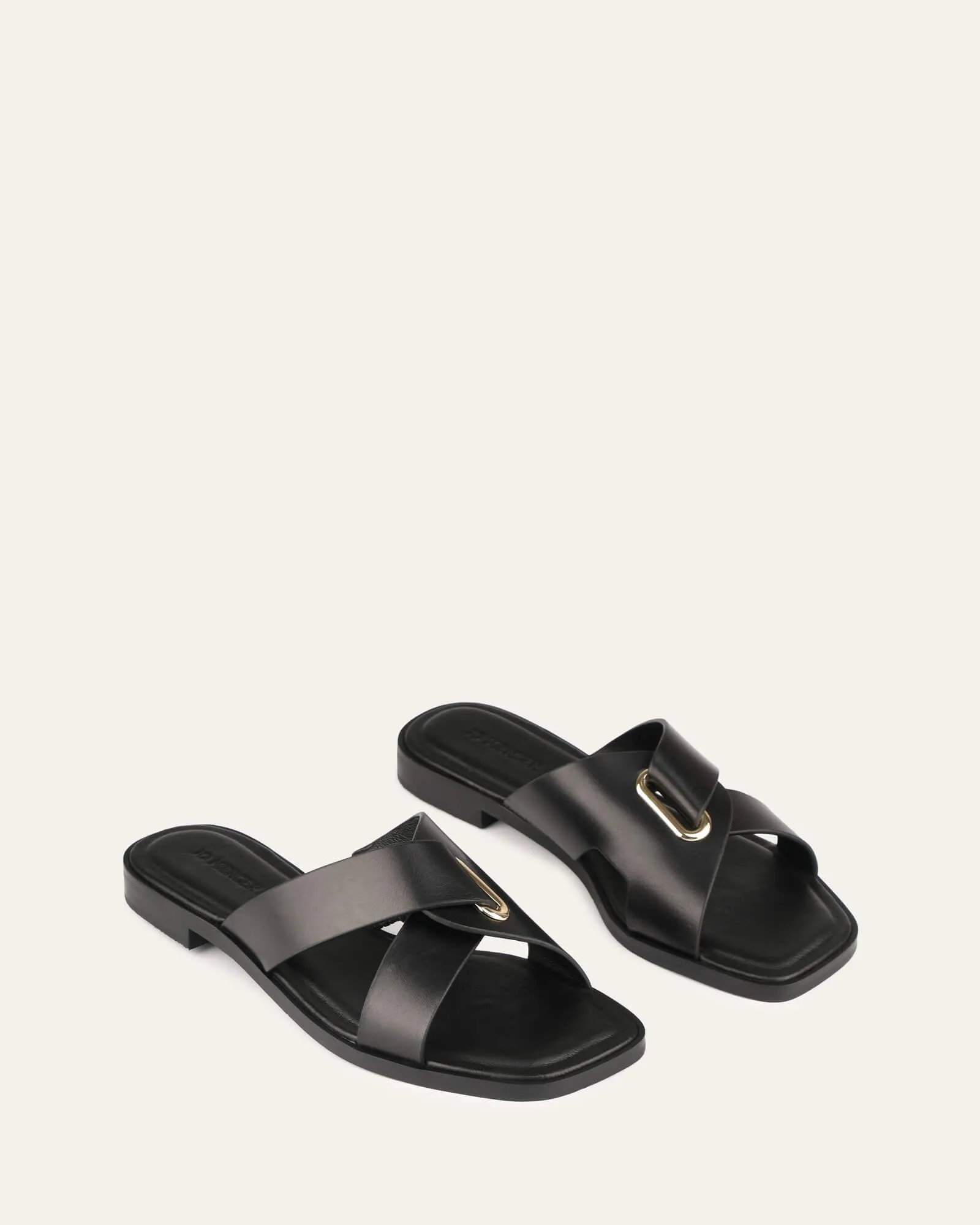 PIPER FLAT SLIDES CUIR NOIR