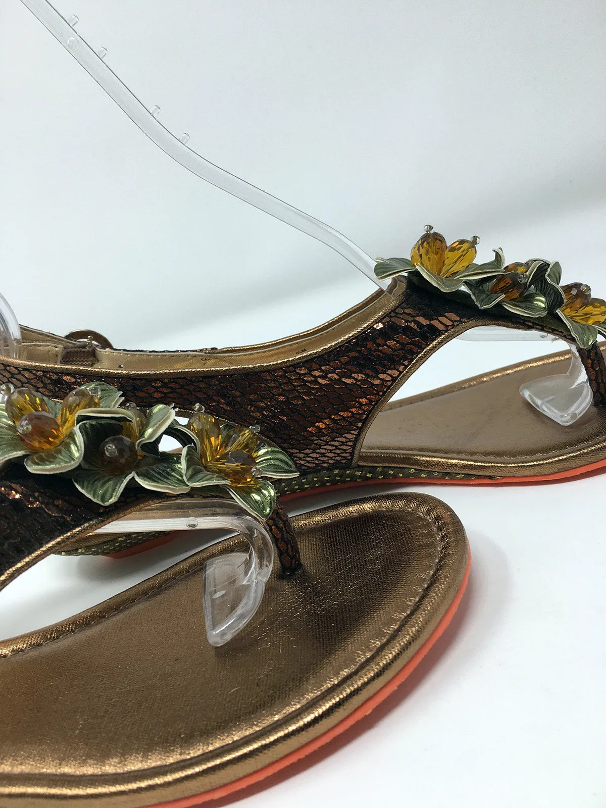 Sandales Poetic Licence taille 9.5 en bronze avec imprimé serpent vert sauge