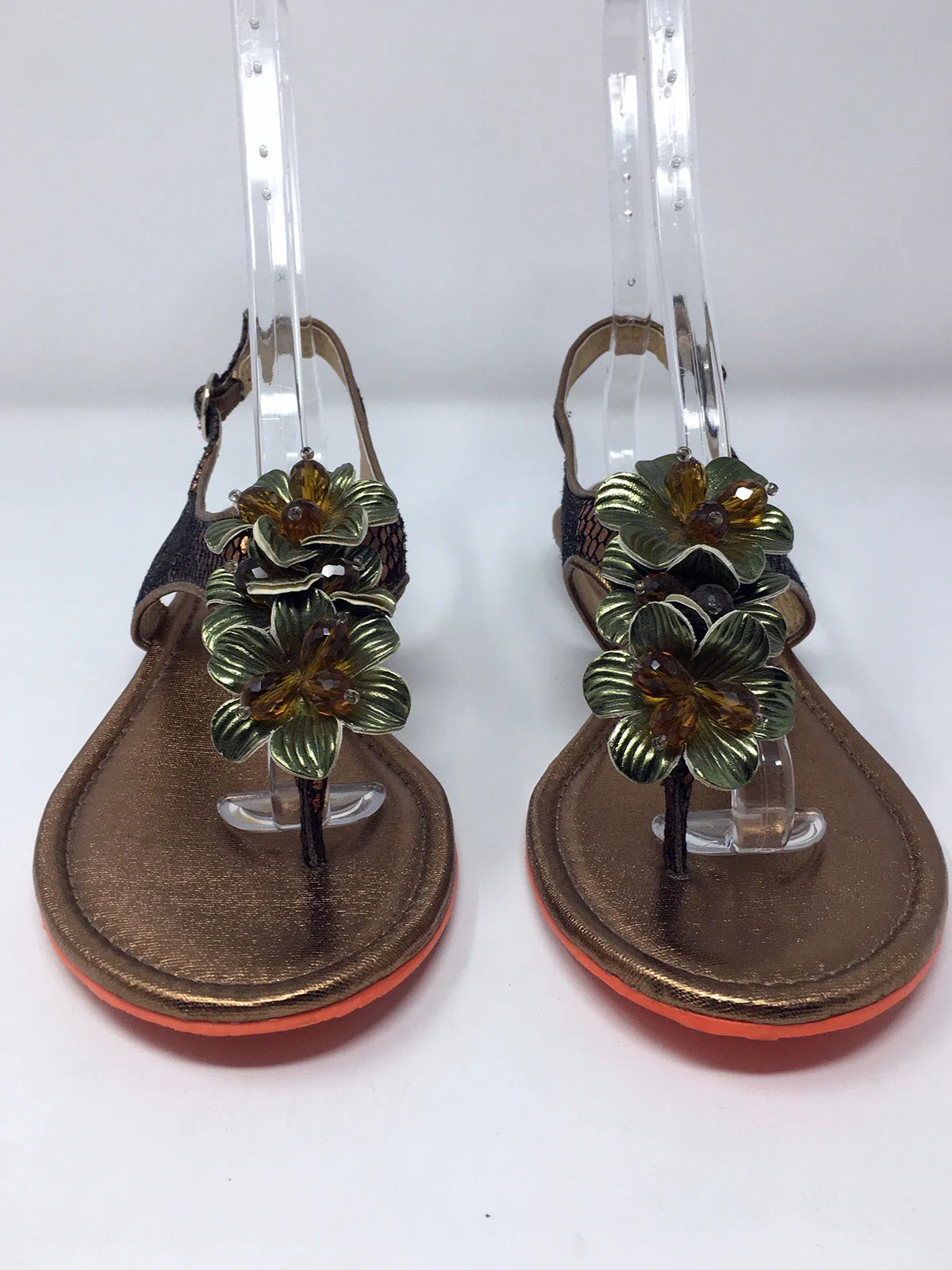 Sandales Poetic Licence taille 9.5 en bronze avec imprimé serpent vert sauge