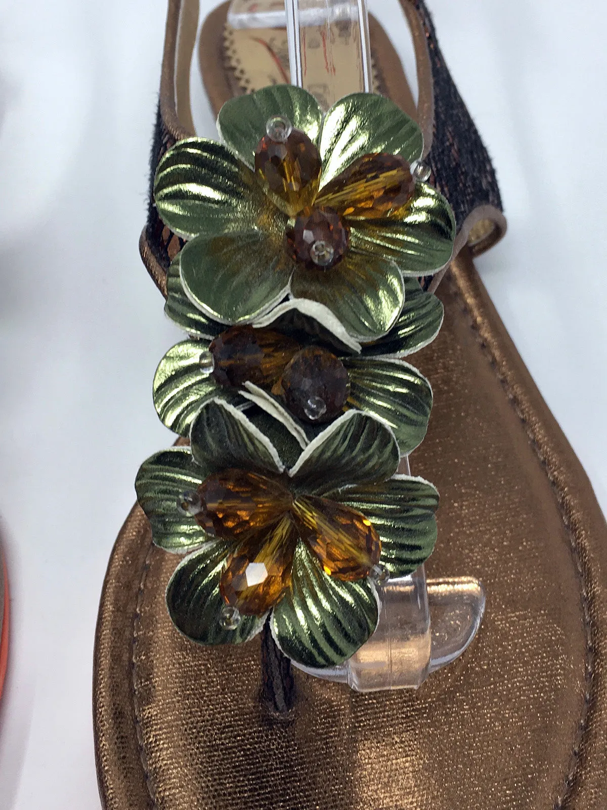 Sandales Poetic Licence taille 9.5 en bronze avec imprimé serpent vert sauge
