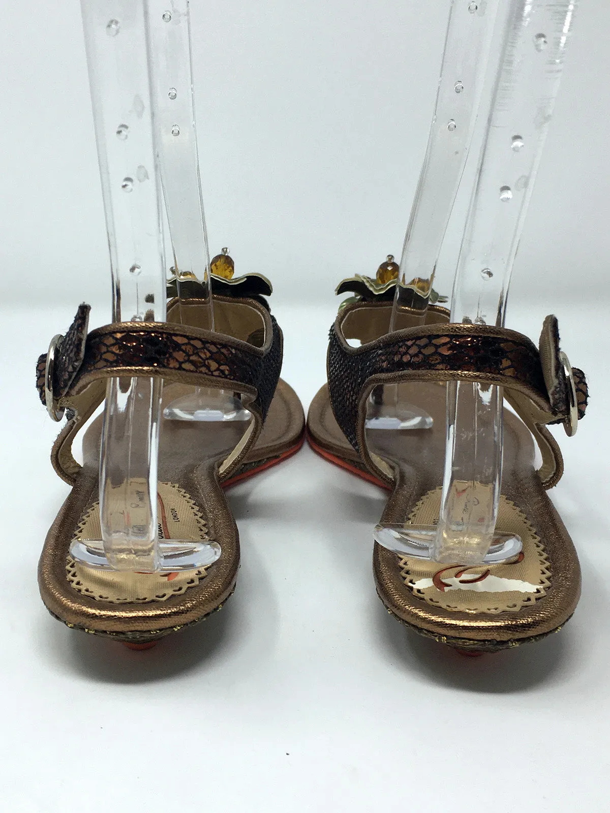 Sandales Poetic Licence taille 9.5 en bronze avec imprimé serpent vert sauge