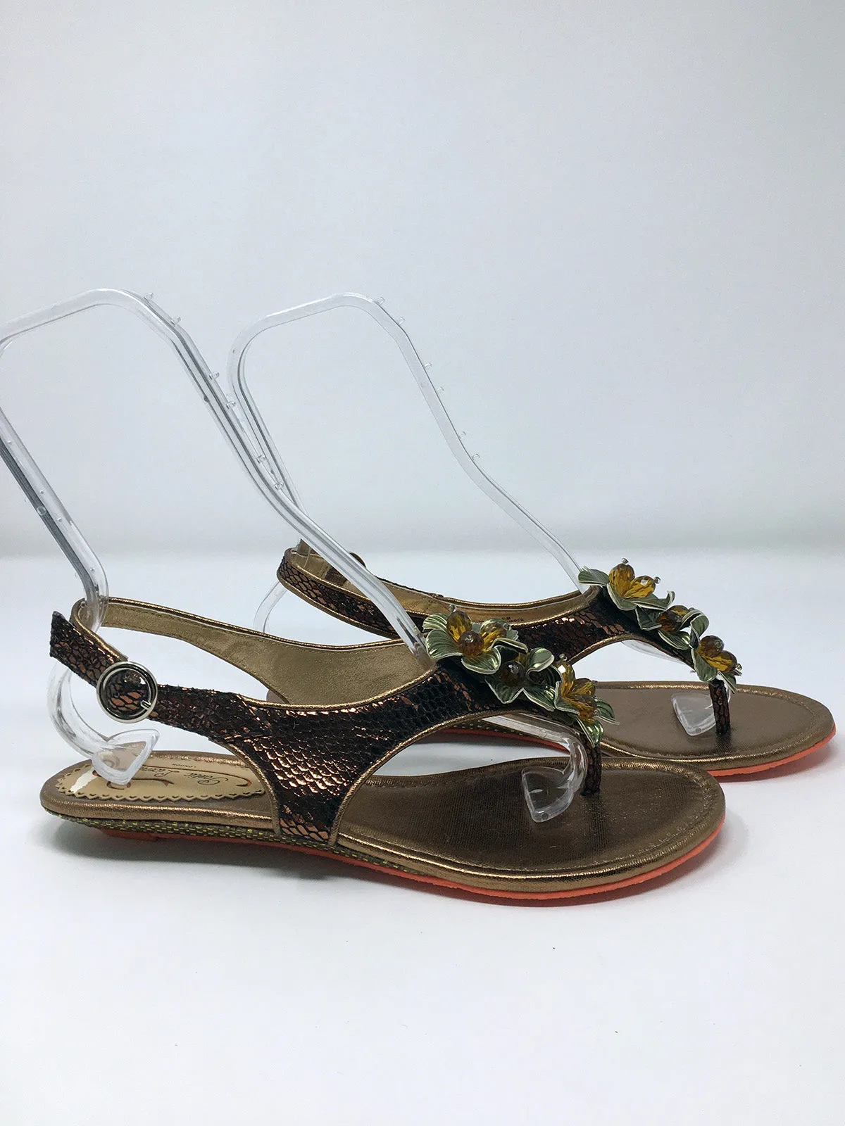 Sandales Poetic Licence taille 9.5 en bronze avec imprimé serpent vert sauge